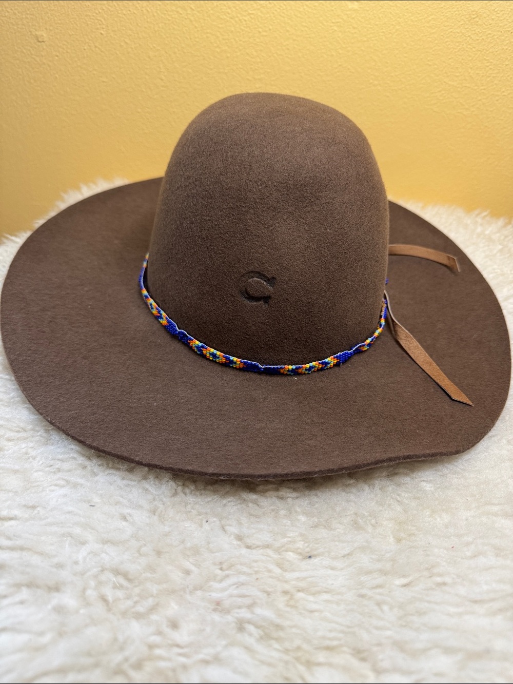Charlie 1 Horse Brown Wool Felt Wide-Brim Western Hat with Beaded Band